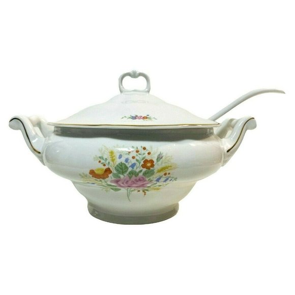 Vintage Favolina POLAND Soup Tureen & Ladle Floral - Picture 3 of 10